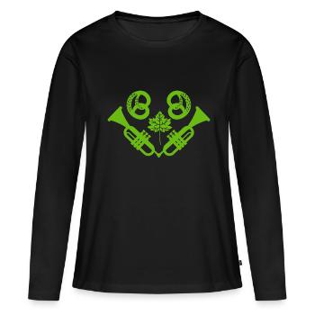 Bretzel - Chapiteau - Tente à bière - Fête - Festival folklorique - T-shirt manches longues Premium bio Femme - noir - Devant - Julia (174cm)