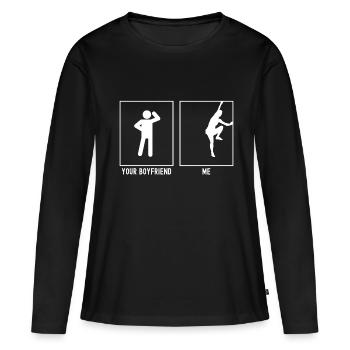 Votre ami - moi - grimper en haut à droite - T-shirt manches longues Premium bio Femme - noir - Devant - Julia (174cm)