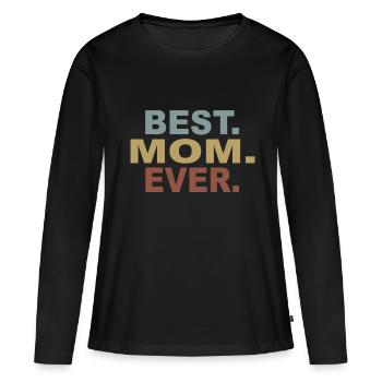 Maman Cadeau Fête des Mères - T-shirt manches longues Premium bio Femme - noir - Devant - Julia (174cm)