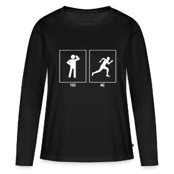 Vous - je - cours vite - T-shirt manches longues Premium bio Femme - noir - Devant - Julia (174cm)