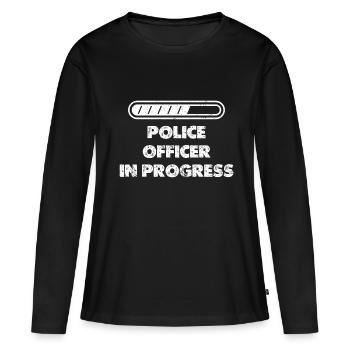 Policier en service Cadeaux de policier - T-shirt manches longues Premium bio Femme - noir - Devant - Julia (174cm)