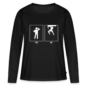 Du - Ich - Klettern Extrem - Frauen Premium Bio Langarmshirt - Schwarz - Vorne - Julia (174cm)