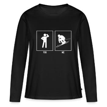 Du - Ich - Skifahren Abfahrt - Frauen Premium Bio Langarmshirt - Schwarz - Vorne - Julia (174cm)