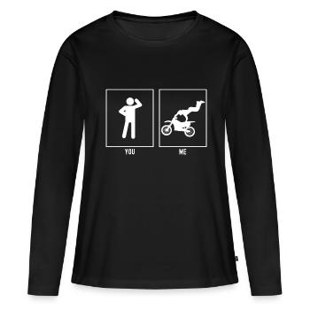 Du - Ich - Motorrad Extrem - Frauen Premium Bio Langarmshirt - Schwarz - Vorne - Julia (174cm)