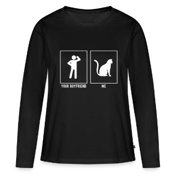 Dein Freund - Ich - Katze mit Textur - Frauen Premium Bio Langarmshirt - Schwarz - Vorne - Julia (174cm)