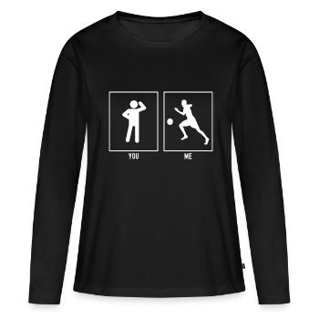 Vous - Moi - Footballeur Liens - T-shirt manches longues Premium bio Femme - noir - Devant - Julia (174cm)