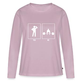 Vous - Moi - Fitness Lift - T-shirt manches longues Premium bio Femme - rose poudré - Devant - Julia (174cm)