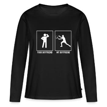 Votre ami - Mon ami - Tennis Serve - T-shirt manches longues Premium bio Femme - noir - Devant - Julia (174cm)