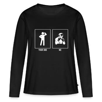 Dein Vater - Ich - Amateur Boxen Kopfbedeckung - Frauen Premium Bio Langarmshirt - Schwarz - Vorne - Julia (174cm)