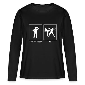 Votre ami - Moi - Kickboxing - T-shirt manches longues Premium bio Femme - noir - Devant - Julia (174cm)