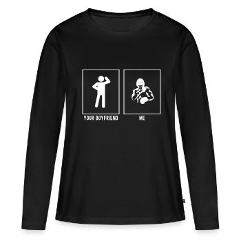 Votre ami - Moi - Boxe professionnelle - T-shirt manches longues Premium bio Femme - noir - Devant - Julia (174cm)