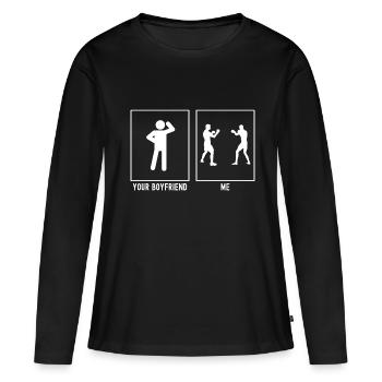 Votre ami - Moi - Combat de boxe - T-shirt manches longues Premium bio Femme - noir - Devant - Julia (174cm)