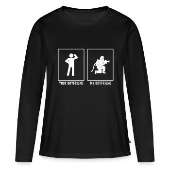 Votre ami - Mon ami - Pompier en pose - T-shirt manches longues Premium bio Femme - noir - Devant - Julia (174cm)