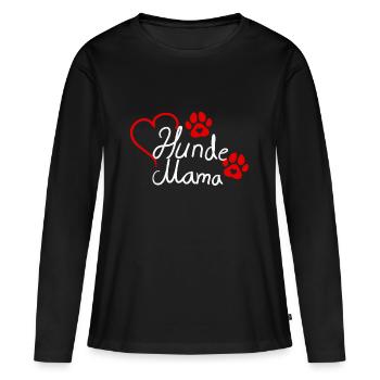 Hunde Mama Herz Hundepfote - Frauen Premium Bio Langarmshirt - Schwarz - Vorne - Julia (174cm)
