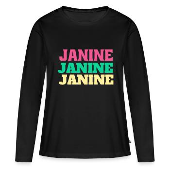 Janine Birthday Gifts Name Janine First Name - Women's Premium Organic Long Sleeve Shirt - black - Front - Julia (174cm)
