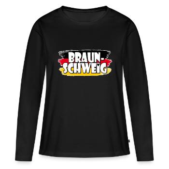 Braunschweig Germany Flag - Women's Premium Organic Long Sleeve Shirt - black - Front - Julia (174cm)