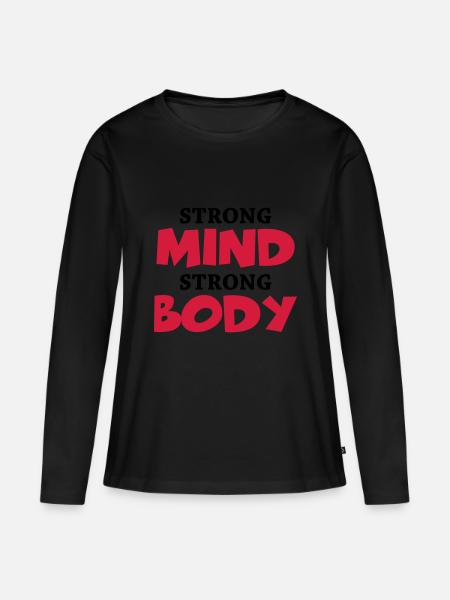 Strong Mind - Strong Body - Frauen Premium Bio Langarmshirt - Schwarz