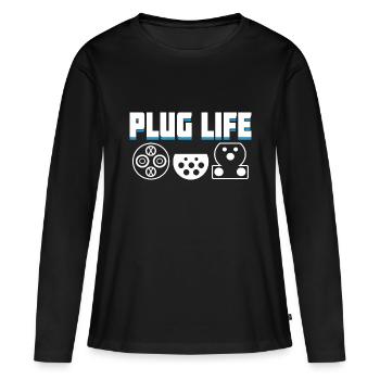 Prise pour véhicule électrique Chargement du - T-shirt manches longues Premium bio Femme - noir - Devant - Julia (174cm)