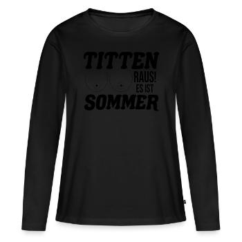Tits Out, c'est l'été - T-shirt manches longues Premium bio Femme - noir - Devant - Julia (174cm)
