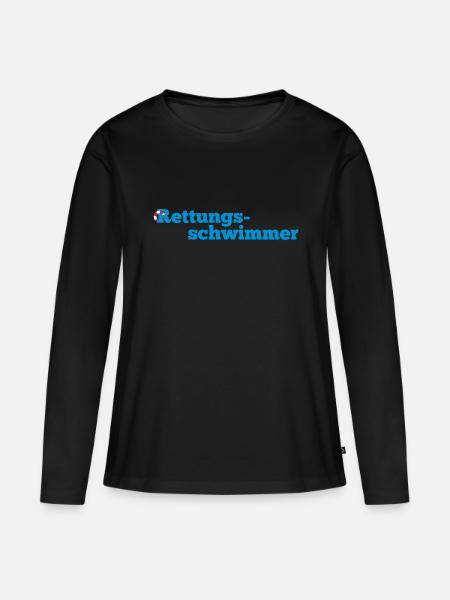Rettungsschwimmer - Frauen Premium Bio Langarmshirt - Schwarz