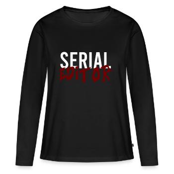 Éditeur en série - T-shirt manches longues Premium bio Femme - noir - Devant - Julia (174cm)
