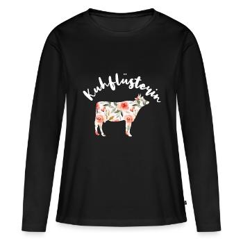 Kuhflüsterin - Frauen Premium Bio Langarmshirt - Schwarz - Vorne - Julia (174cm)