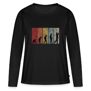 Golf Golfer Golfspieler Retro Evolution Golfen - Frauen Premium Bio Langarmshirt - Schwarz - Vorne - Julia (174cm)