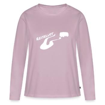 Camper Camping Van Bus Campen Reiselust Serpentine - Frauen Premium Bio Langarmshirt - Altrosa - Vorne - Julia (174cm)