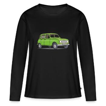 R4 (Voiture) - T-shirt manches longues Premium bio Femme - noir - Devant - Julia (174cm)