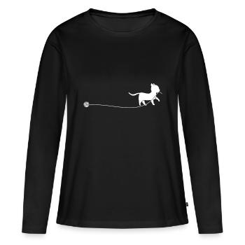 Cat thread wool kitten - Women's Premium Organic Long Sleeve Shirt - black - Front - Julia (174cm)