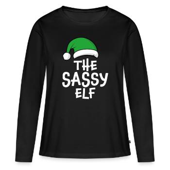 The Sassy Elf - Women's Premium Organic Long Sleeve Shirt - black - Front - Julia (174cm)