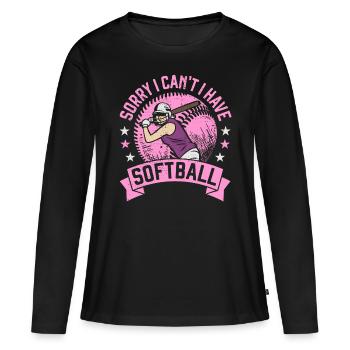 Désolé, je ne peux pas avoir de softball - T-shirt manches longues Premium bio Femme - noir - Devant - Julia (174cm)