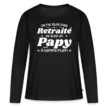 Ich bin nicht im Ruhestand, ich bin ein Opa - Frauen Premium Bio Langarmshirt - Schwarz - Vorne - Julia (174cm)