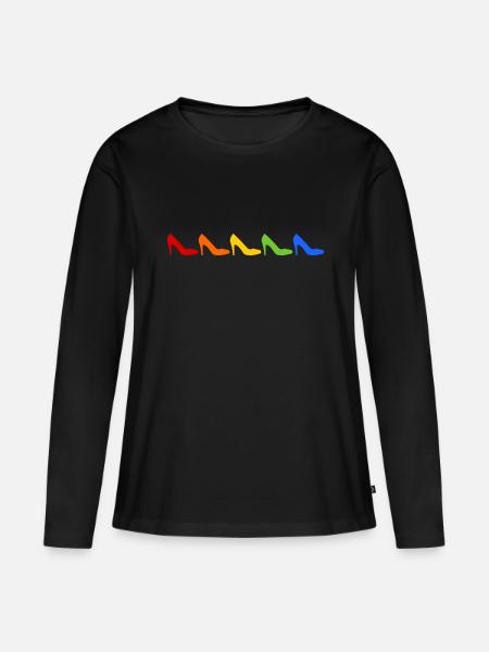 bunte Highheels - Frauen Premium Bio Langarmshirt - Schwarz