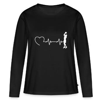 Basketteur basket-ball EKG basketteur - T-shirt manches longues Premium bio Femme - noir - Devant - Julia (174cm)