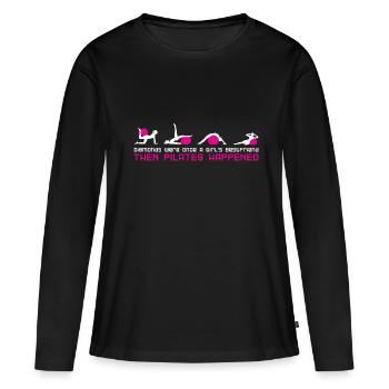 Pilates - T-shirt manches longues Premium bio Femme - noir - Devant - Julia (174cm)