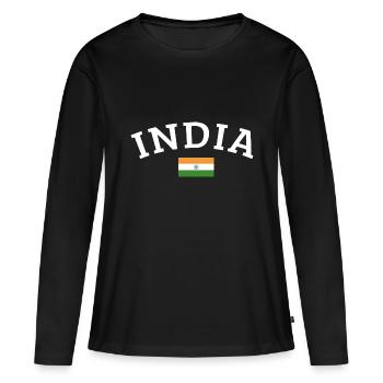 Inde - T-shirt manches longues Premium bio Femme - noir - Devant - Julia (174cm)