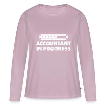 Comptable en Progrès Finance Comptabilité Liebhabe - T-shirt manches longues Premium bio Femme - rose poudré - Devant - Julia (174cm)