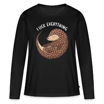Je lèche tout Pangolin - T-shirt manches longues Premium bio Femme - noir - Devant - Julia (174cm)