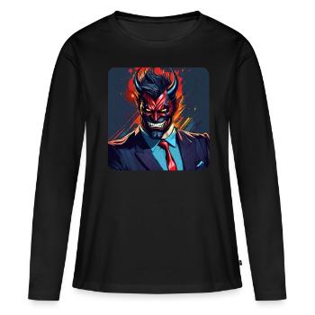 Elegant devil with suit and tie - Women's Premium Organic Long Sleeve Shirt - black - Front - Julia (174cm)