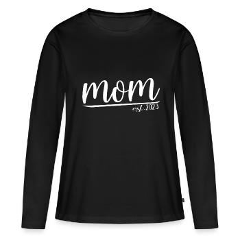 Maman 2023 Cadeau Fête des Mères - T-shirt manches longues Premium bio Femme - noir - Devant - Julia (174cm)
