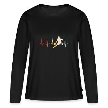 Basket basket basket joueur de basket-ball EKG - T-shirt manches longues Premium bio Femme - noir - Devant - Julia (174cm)