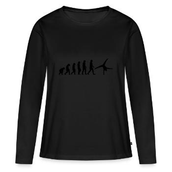 Handstand roue flick cartwheel gymnastique - T-shirt manches longues Premium bio Femme - noir - Devant - Julia (174cm)