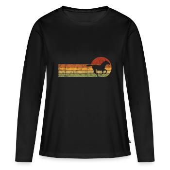 Cheval Chevaux rétro Cavaliers Poney Équitation - T-shirt manches longues Premium bio Femme - noir - Devant - Julia (174cm)