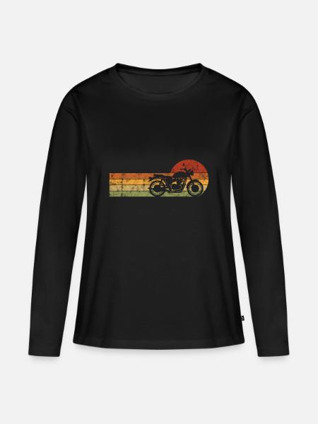 Biker Retro Chopper Bobber Motorcyclist Motorcycle - Women's Premium Organic Long Sleeve Shirt - black
