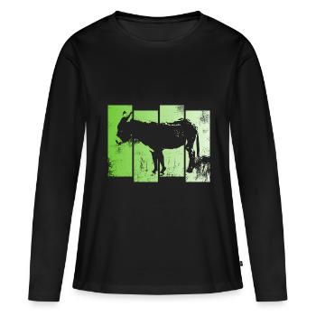 Âne Drôle de crinière sabots de chevalage - T-shirt manches longues Premium bio Femme - noir - Devant - Julia (174cm)