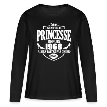 Princesse depuis 1968 - T-shirt manches longues Premium bio Femme - noir - Devant - Julia (174cm)