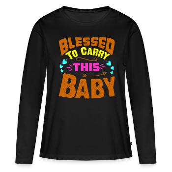 Mère Enceinte Bébé Nourrisson T-shirt Maman - T-shirt manches longues Premium bio Femme - noir - Devant - Julia (174cm)