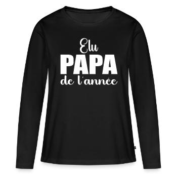 elu papa de l'annee | cadeau fête des pères - T-shirt manches longues Premium bio Femme - noir - Devant - Julia (174cm)