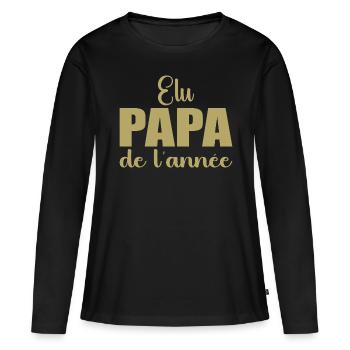 elu papa de l'annee | cadeau fête des pères - T-shirt manches longues Premium bio Femme - noir - Devant - Julia (174cm)